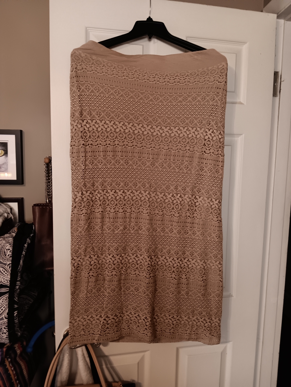 Lane Bryant Tan Crochet Midi Skirt
